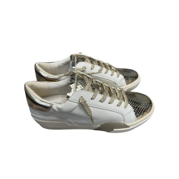 NEW DV Dolce Vita Sneakers Big Girls Size 5 Gold Metallic Snakeskin Neutral - Picture 1 of 8